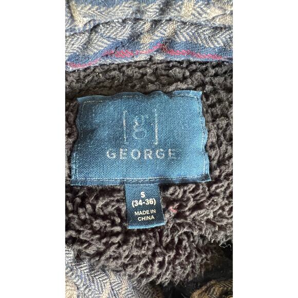 🪵 Vintage 90s George Quilted Flannel Shirt Jacket Sherpa Lined – Men’s Small - Picture 4 of 4